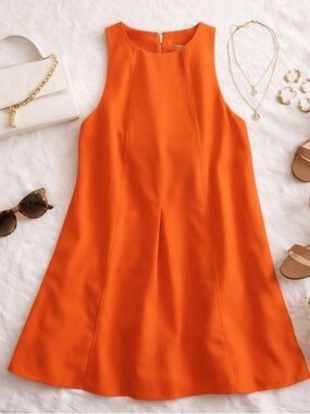 Maeve Anthropologie Structured Scuba Swing Mini Dress Orange XS Petite